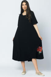 Pierino Rochie lunga A-line, bleumarin, cu imprimeu maci Talie unica