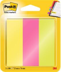 3M Jelölőcímke, papír, 3x100 lap, 25x76 mm, 3M POSTIT, vegyes neon színek (7100172769) - fodicoaruhaz