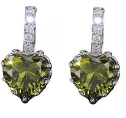 HARAHU Silver Heart Fülbevaló-Világoszöld KP25920