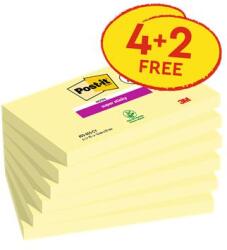 3M Öntapadó jegyzettömb, 76x127 mm, 4+2x90 lap, 3M POSTIT Super Sticky , kanári sárga (7100259448) - fodicoaruhaz