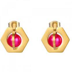 HARAHU NO-21682 Fülbevaló - Arany/Rózsaszín KP21682