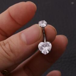 HARAHU LI-23610 piercing fülbevaló - Ezüst/Szívecske KP23610