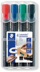 STAEDTLER Alkoholos marker készlet, 2-5 mm, vágott, STAEDTLER Lumocolor® 350 , 4 különböző szín (350 WP4)