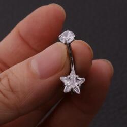 HARAHU LI-23613 piercing fülbevaló - Ezüst/Csillag KP23613