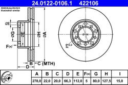 ATE Disc frana ATE 24.0122-0106.1 (24.0122-0106.1)