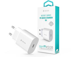 DEVIA Rocket Series 20W PD hálózati gyorstöltő adapter Type-C - fehér