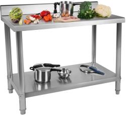 Royal Catering Rozsdamentes acél munkaasztal - ECO - 100 x 60 cm - 400 kg - hátsó peremmel - Royal Catering (RCAT-100/60-S)