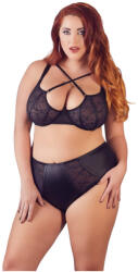 Cottelli Collection Plus Size - keresztpántos melltartó és bugyi (fekete) (22132141461) - szexaruhaz