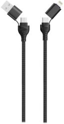 2GO USB-C/USB-A apa - USB-C/Lightning apa Adat és töltő kábel - Fekete (1, 2m) (797369) (797369)