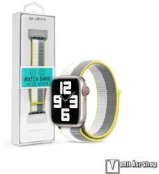DEVIA NYLON WOVEN okosóra szíj - SZÜRKE / FEHÉR - szövet, tépőzáras - APPLE Watch Series 1/2/3 42mm / 4/5/6/SE 44mm / 7/8/9 45mm / Ultra / Ultra 2 49mm
