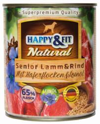 Happy&Fit Natural Dog konzerv senior bárány, marha zabliszttel és lenmagolajjal 800g (HF90944)