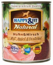 Happy&Fit Natural Dog konzerv csirke, szarvas almával és sáfrányolajjal 800g (HF90906)