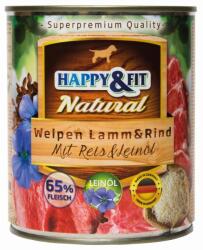 Happy&Fit Natural Dog Konzerv Junior Bárány & Marha Rizzsel & Lenmagolajjal 800g (HF90937)