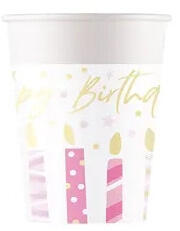 Procos Happy Birthday Candles papír pohár 8 db-os 200 ml FSC (PNN96627)