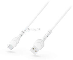 DEVIA USB - USB Type-C adat- és töltőkábel 1 m-es vezetékkel - Devia Kintone Cable V2 Series for Type-C - 5V/2.1A - fehér - ECO csomagolás - bluedigital