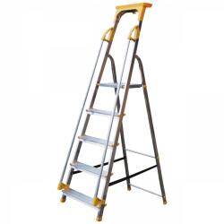 DRABEST Scară din aluminiu, pliabilă, 5 trepte, 150 kg, balustradă, Drabest (DR-AL-D5-C-Z)