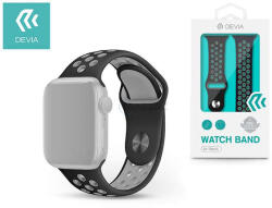 DEVIA Apple Watch lyukacsos sport szíj - Devia Deluxe Series Sport2 Band - 42/44/45/49mm - fekete/szürke
