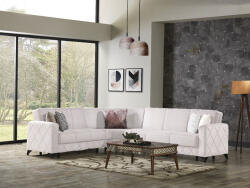  Coltar Kayra 310x90x250 cm Lada Depozitare Tapitat Catifea Nuanta Crem (C2726-2483) Canapea