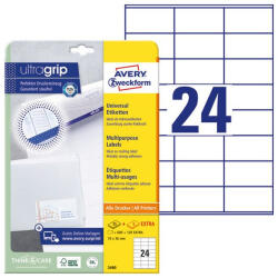 AVERY Etikett AVERY 3490 70x36 mm fehér univerzális 720 címke/doboz 30 ív/doboz (3490)