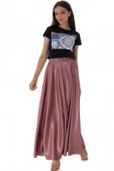 RohBoutique Fusta maxi Roh FR527 Roz pudrat din satin, cu buzunare