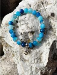  Ohm jeles kék achát-jégachát karkötő