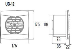 CATA CATA Вентилатор UC-12 ф120мм, цвят Бял, 205м3/ч, 14W, 47dB комплект с клапа - C01300000 (C01300000)