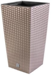 Prosperplast Ghiveci decorativ de flori, Prosperplast, Rato, imitatie ratan, patrat, cafeniu, 32.5x32.5x61 cm (DRTS325-7529U)