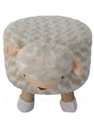 Chomik Taburet pentru copii, rotund, model oaie, textil, lemn, gri, max 50 kg, 28x25 cm, Chomik (PHO8908) - mercaton