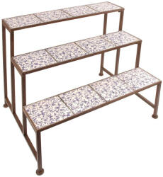 Esschert Design Mediterrán stílusú kerámia lépcsős virágállvány, 66 x 67 cm (AC98)