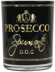 Mars & More Üveg teamécses tartó, Prosecco felirattal, fekete, 12 cm (XMWLWCZP)
