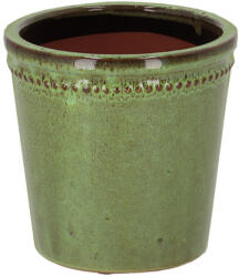 Esschert Design Zománcolt kerámia virágcserép, zöld, 15 cm átmérőjű (PP021) - kertesotthonbolt