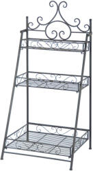 Esschert Design Összecsukható kovácsoltvas virágtartó állvány, lépcsőzetes alakú, 3 polcos, 114 cm (BPH89)