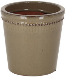 Esschert Design Zománcolt kerámia virágcserép, szürkés barna, 15 cm átmérőjű (PP029)