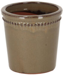 Esschert Design Zománcolt kerámia virágcserép, szürkés barna, 12 cm átmérőjű (PP028) - kertesotthonbolt