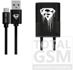 USB kábel DC - Superman 001 Type-C adatkábel hálózati töltővel 1m fekete 1A