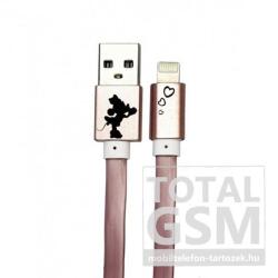 USB kábel Disney - Minnie Apple iPhone 5 / 5S / SE / 5C / 6 / 6S / 6 Plus / 6S Plus / 7 / 7 Plus / 8 / 8 Plus / X / XS / XS Max / XR / 11 / 11 Pro / 11 Pro Max lightning 8pin 1 méter rozéarany szívmin