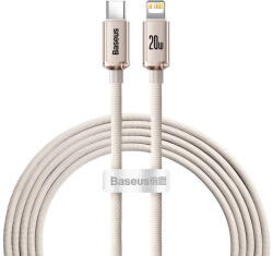 Baseus Crystal Shine USB-C és iP kábel, 20W, 2m (rózsaszín) (CAJY001404) - scom