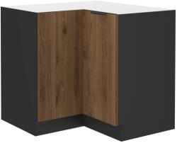 TEMPO KONDELA Alsó sarokszekrény, okapi dió/fekete, MENZO 90x90 DN 2F BB - mindigbutor