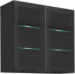 TEMPO KONDELA Felső szekrény, fekete, ARAKA/MENZO/SIBER 80 GS-72 2F - mindigbutor