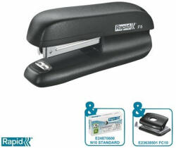 Rapid Tűzőgép, mini, No. 10, 10 lap, RAPID F5, fekete (E5000264) (5000264)