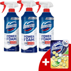 Domestos Power Hab spray Arctic Fresh 3x435ml + Ajándék Domestos WC rúd