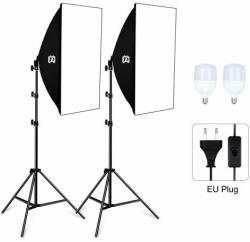 PULUZ 2db 70x50cm Softbox Set 30W LED 2m Állvánnyal - Fotó Studió világítás (Dupla Set) (PKT3133EU)
