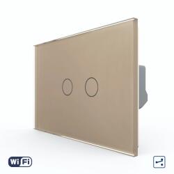 LIVOLO Intrerupator Dublu Cap Scara / Cruce Wi-Fi cu Touch LIVOLO, standard italian - Serie Noua - culoare auriu