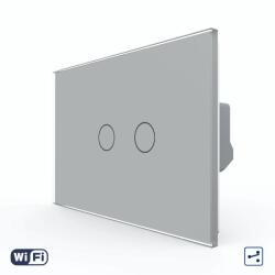 LIVOLO Intrerupator Dublu Cap Scara / Cruce Wi-Fi cu Touch LIVOLO, standard italian - Serie Noua - culoare gri