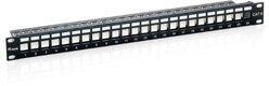 Equip Keystone Patch Panel - 769124 (24 port, Cat6, 1U, árnyékolt, fekete) (769124) - bevachip