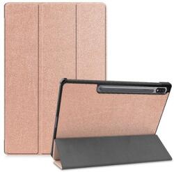 Gigapack Samsung Galaxy Tab S7 FE Tok álló, bőr hatású (aktív FLIP, oldalra nyíló, TRIFOLD asztali tartó funkció, S Pen tartó) ROZÉARANY (GP-110198)