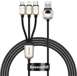 Baseus YEAR OF THE TIGER adatkábel és töltő 3in1 (USB - lightning 8pin / microUSB / Type-C, 3.5A, 120cm) FEKETE (CASX010001)