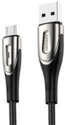 JOYROOM SHARP adatkábel és töltő (USB - microUSB, gyorstöltés támogatás, 120cm, nylon, törésgátló, cipőfűző) FEKETE (S-M411_B_MICROUSB120) - bevachip