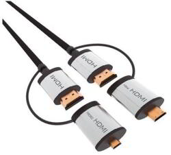 Platinet Kábel HDMI v1.4, 1, 5m miniHDMI és microHDMI adapterrel, fekete (OCHBA1G)