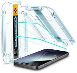 Spigen EZ FIT HD képernyővédő üveg 2db (2.5D, tokbarát, ultravékony, 0.2mm, 9H + segédkeret) ÁTLÁTSZÓ - Apple iPhone 15 Pro Max (AGL06872)